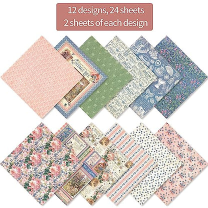 6x6" Cardstock Single Sided Scrapbooking,Craft Decorative Scrap Book Paper - color: 24sheets-garden plants