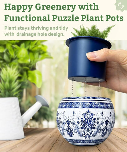 PieceRelax Unique 3D Puzzle Planter - 80 Plastic Pieces [K1154] - color: Hokusai - the Great Wave of Kanagawa