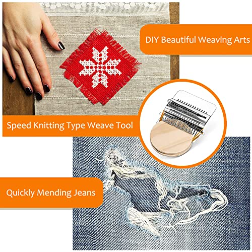 Darning Mini Loom Machine, Speedweave Darning Loom Quickly Mini Mending Convenient Darning Loom for Mending Jeans Socks Clothes Loom Machine Makes Beautiful Stitching Diy Weaving Arts (21 Hooks) - size: 21 Hooks