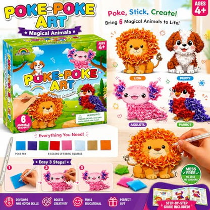 AGENTLAN Animal Poke Art Kit,Mess-Free Crafts for Kids Ages 3-8 - style: Animal