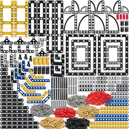 500 Pcs Technical Parts Bricks Set- Classic Frame Steering Beam Axles Connectors and Pins Building Blocks Accessories Compatible with Major Brands Tech Bricks