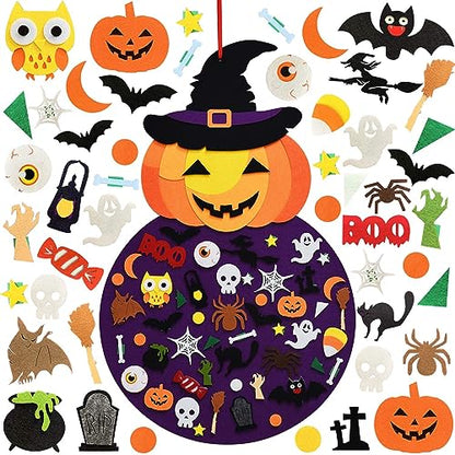 THAWAY DIY Halloween Pumpkin Witch Decor, Felt Halloween Crafts for Kids