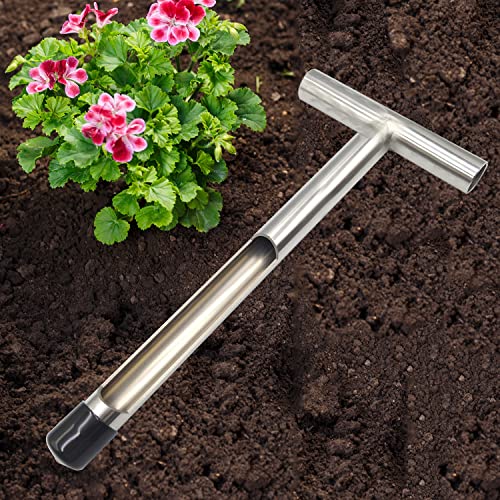 Soil Sample Probe 12 Inch with Reusable Soil Sampler Bags,Stainless Steel T-Style Handle Soil Test Kit,Soil Probe Rod for Soil Sampling Plant Care/Agriculture/Garden/Farm/Golf Course (12”S/T-Style) - size: 12”S/T-Style