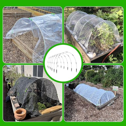 Garden Hoops for Raised Beds- Rust Free Fiberglass Frame Plant Hoops with Support Bases -Greenhouse Hoops Grow Tunnel , 72pcs，Vanilla - style: Vanilla-72pcs