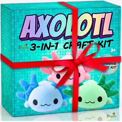 3-in-1 DIY Axolotl Plush Toys Arts and Crafts Kit for Kids No Sew Pillow - style: AXOLOTL (3-in-1)
