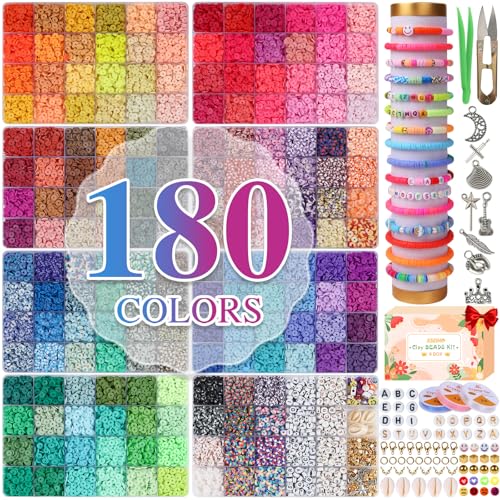XSEINO 40000Pcs Clay Beads Bracelet Making Kit,8 Boxes 180 Colors - color: 8 Boxes