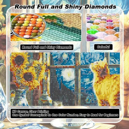 VeGuude Diamond Art Kits for Adults Starry Night Cat Diamond Painting Kits - color: DP04896