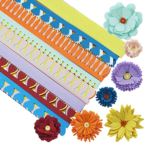 FAZHBARY 20 Inch / 50 CM Quilling Paper Flowers Kit Colorful 8 Different Petal Paper Quilling Strips Bulk for DIY Handmade Art Crafts