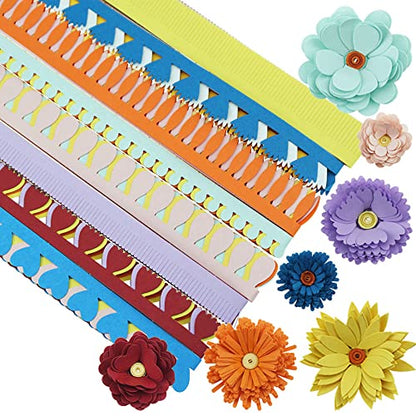FAZHBARY 20 Inch / 50 CM Quilling Paper Flowers Kit Colorful 8 Different Petal Paper Quilling Strips Bulk for DIY Handmade Art Crafts