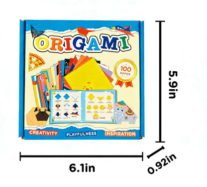 Origami Kit for Kids Ages 5-8 8-12, 100 Sheets Double Sided Colorful Folding Paper (45 Patterns×2+10Blank) with Clear Guiding Book, Animals Dinosaur Art Activity DIY Craft Set Gift for Girls Boys