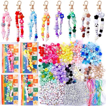 TOHONGADON 618 PCS Beaded Keychain Making Kit, Colorful Bag Charm Kit - color: 618 Pcs Bead