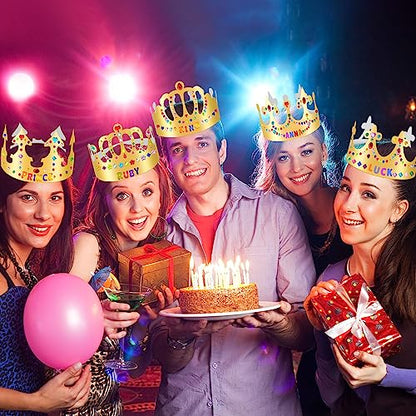 Gold Paper Crowns, Diy Birthday King Crowns Craft to Decorate, Paper Prince Princess Crown Hats for School Classroom - style: 46(30 Crowns+16 Sticker Gems)