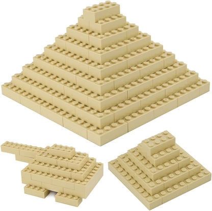 500 Piece Tan Bricks Bulk, Tan 2x4 Building Bricks Flat, Compatible with Lego Parts and Pieces - color: 2x4 Brick Tan