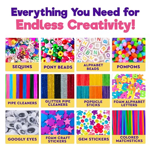 Blue Squid Arts & Crafts Box (Blue)- 2800+ pcs Deluxe Craft Supplies Box, 2 Drawers, 18 Compartments, Sturdy Handle - Art Crafting Kit Birthday Gifts for Kids, School Supply for Ages 4-12 - color: Craft Box Blue