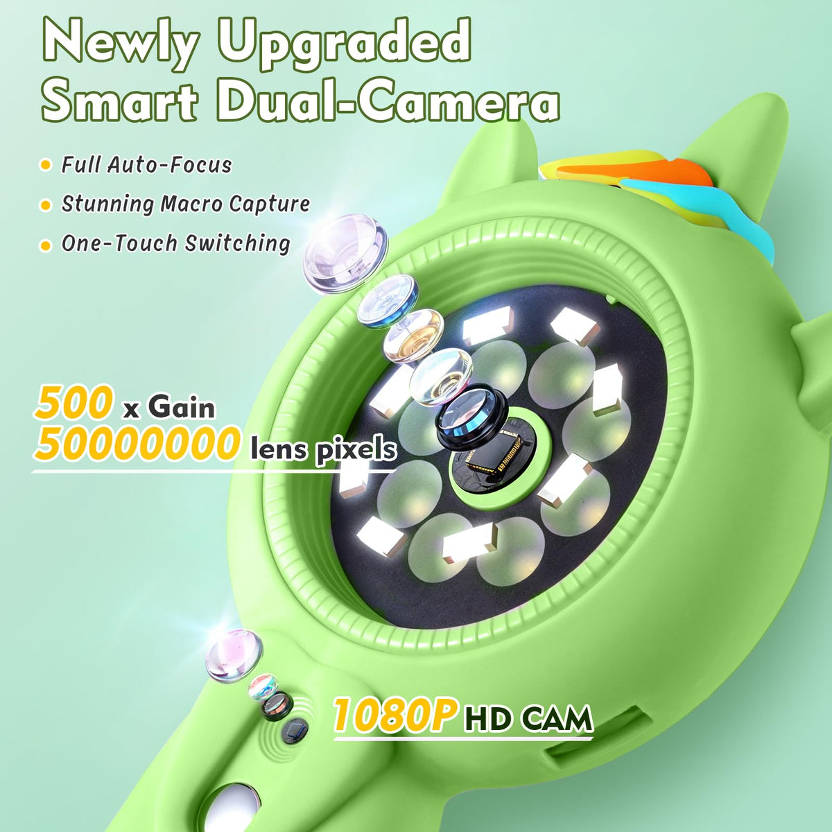 Kids Microscope, 500X Handheld Microscope for Kids, Green - color: Green