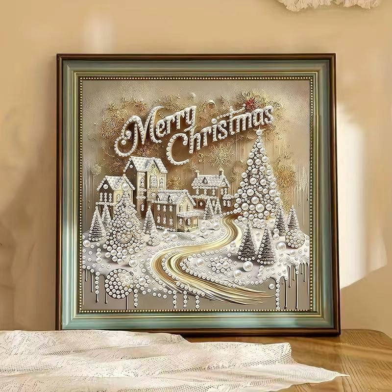 Merry Christmas Pearl Diamond Art Kits for Adults,5D Diamond Painting Kit - color: GM8883