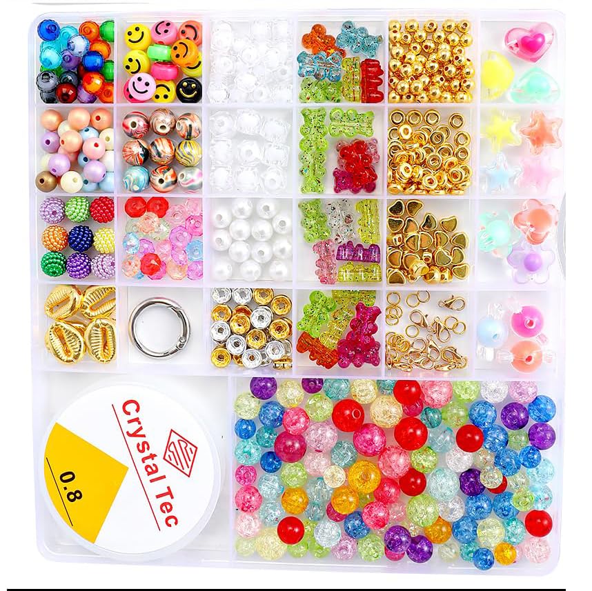 6380 PCS Jewelry Making Kit for Girls Ages 6-12 – nikkiGuo Seed Beads Clay Beads UV Color Changing Glow in the Dark Pony Beads Letter Beads Charms Tools Gift Box Bracelet Making Kit for Kids Teens - color: Style B
