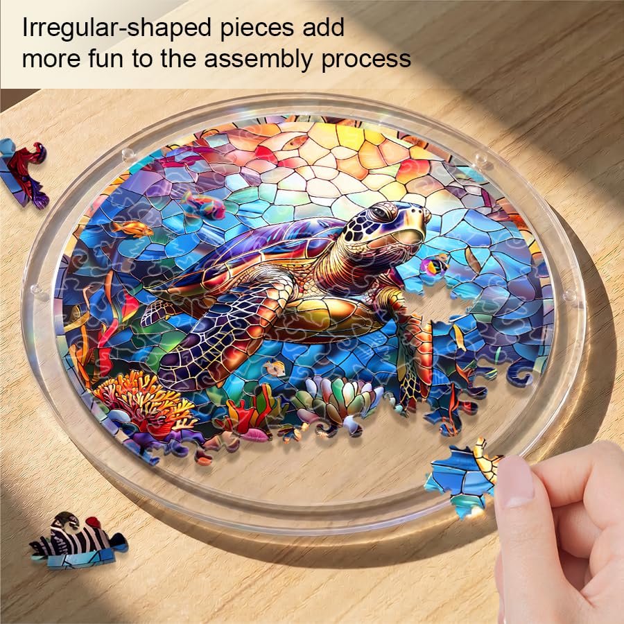 Acrylic Jigsaw Puzzle Suncatcher - Ocean Turtle - color: Ocean Turtle, size: L-8.9in*8.9in