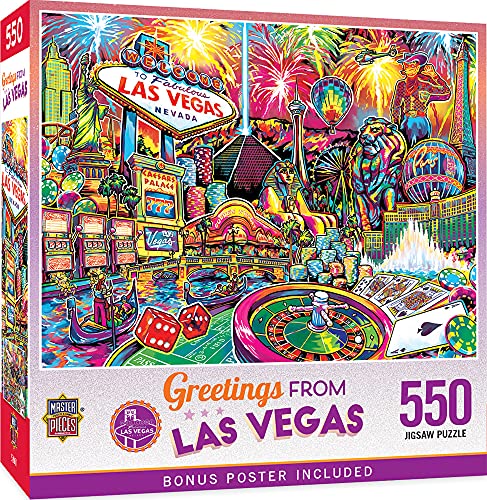 MasterPieces - 550 Piece Jigsaw Puzzle, Las Vegas, Fun for Adults, Family, Kids, 18" x 24" - style: Las Vegas