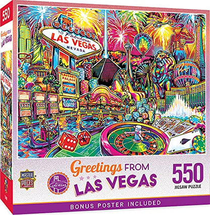 MasterPieces - 550 Piece Jigsaw Puzzle, Las Vegas, Fun for Adults, Family, Kids, 18" x 24" - style: Las Vegas