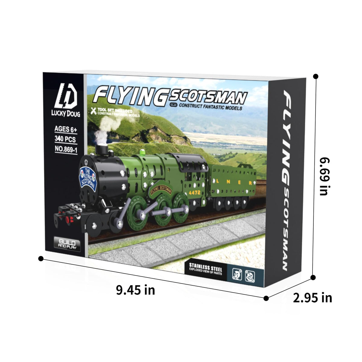 Lucky Doug STEM Building Projects Model Train Set Toys for Boys Kids 8 9 10 11 12 Years Old and Older - 340 PCS DIY Metal Building STEM Toys - style: 869-1
