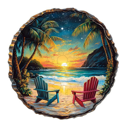 Jigfoxy Wooden Puzzle for Adults, Sunset Beach Wood Puzzles Adult - color: Sunset Beach, size: Medium