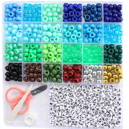 2500 Pcs Pony Beads Kit, 96 Colors UV Glow Alphabet Beads - color: Style A