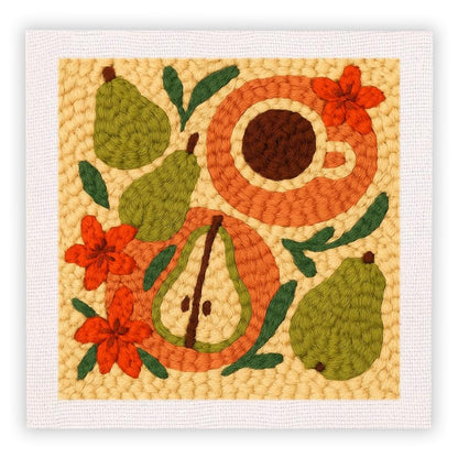 SDOYUNO Punch Needle Kit with Frame for Adults Beginners Kits 9.84 x 9.84 Inch Embroidery Starter Kits Punch Needle Kit with Fruit Pattern, Threader, Yarns, Rug Punch, DIY Craft Kits (Apricot) - color: apricot