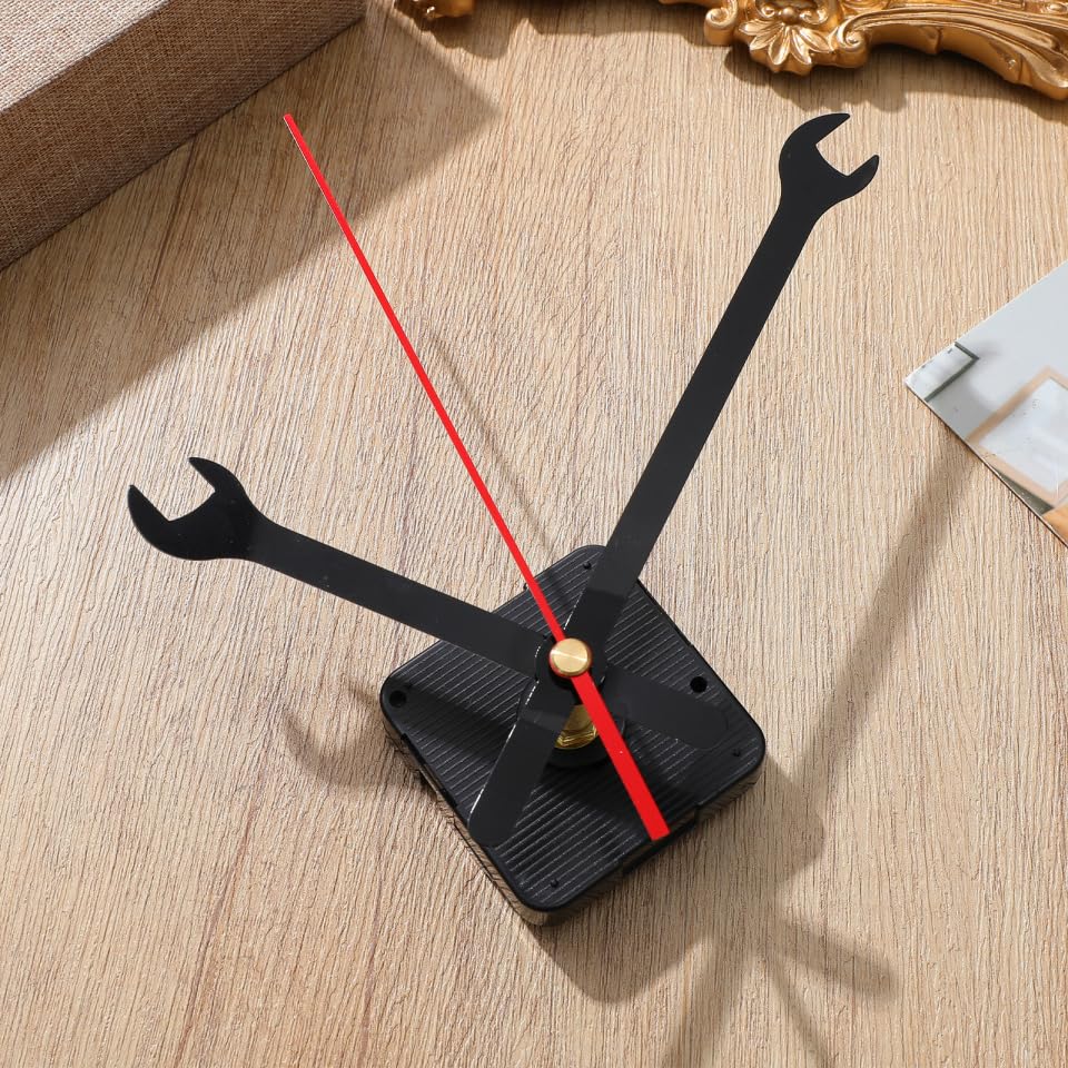 Wall Clock Mechanism Replacement, Wrench Hands and Motor Kit, Long Shaft Quartz Movements for Thick Dials, Battery Operated DIY Parts for Clock Making, Thread Length 19 mm (3/4 in) - color: Black 2