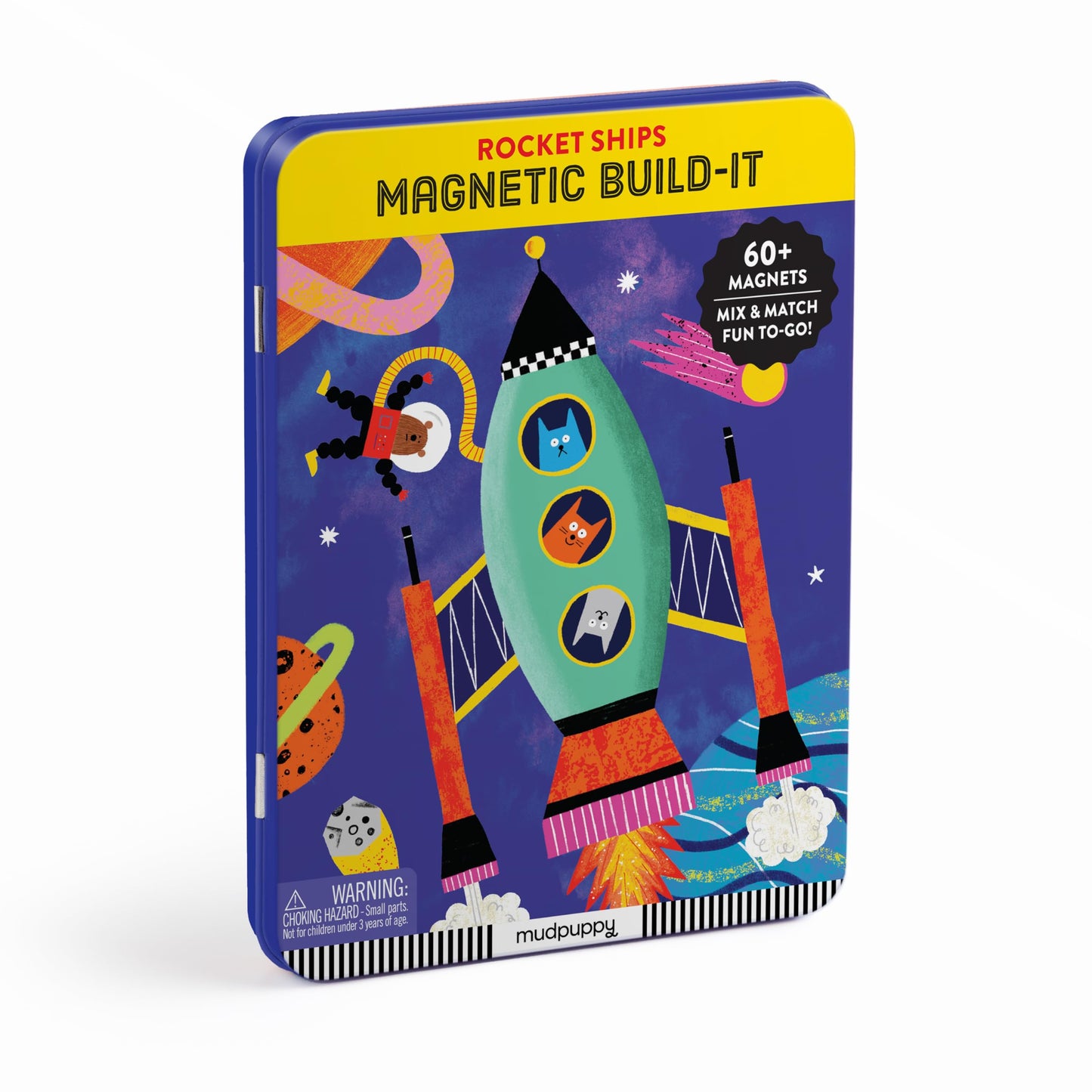 Mudpuppy - Rocket Ships Magnetic Tin Play Set for Kids