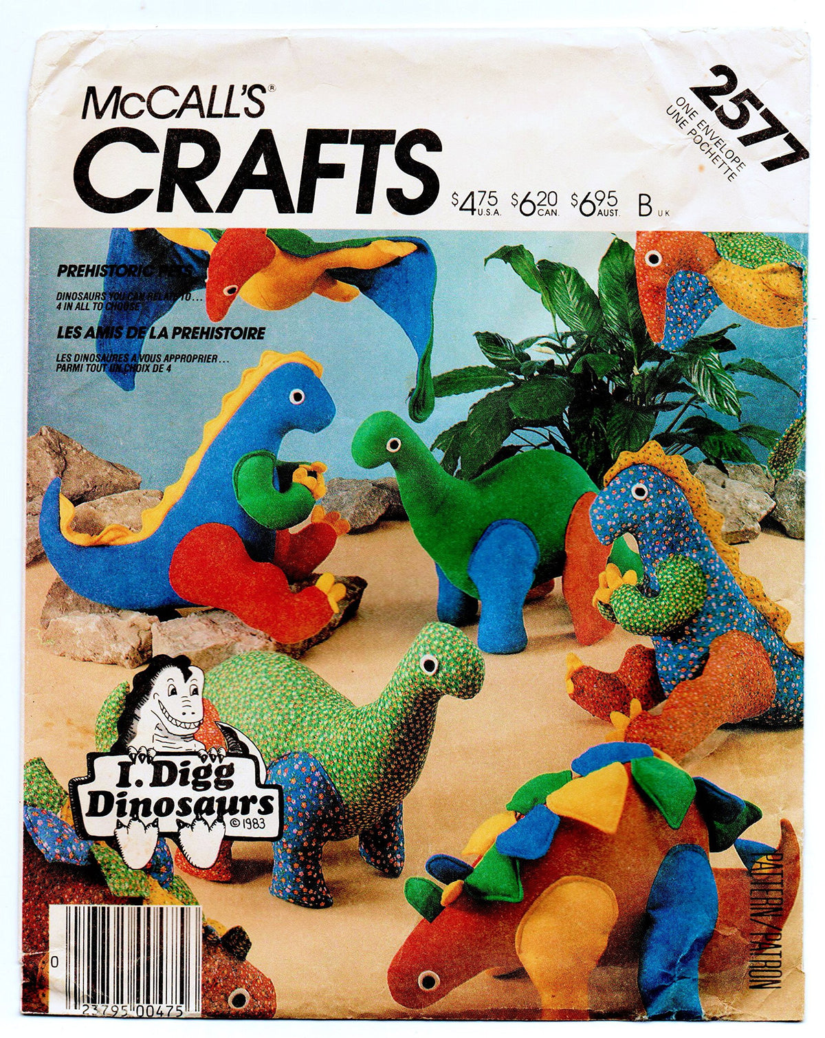 McCall's 2577 Prehistoric Pets - 4 Toy Dinosaurs Sewing Patterns
